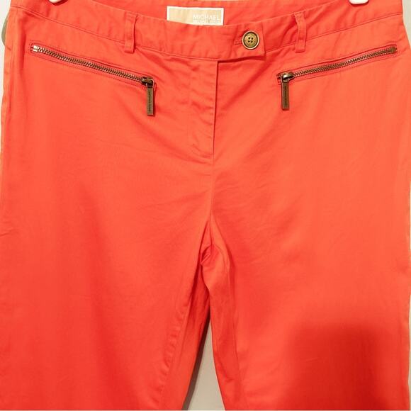 MICHAEL Michael Kors Women's Pants Size 8 Orange Ankle Length Zip Front Pockets - Picture 3 of 9